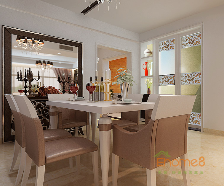 72㎡兩房一廳現(xiàn)代風(fēng)格餐廳裝修效果圖6