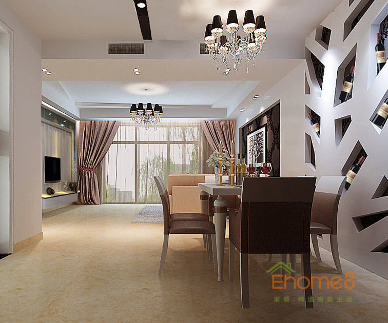 72㎡兩房一廳現(xiàn)代風(fēng)格餐廳裝修效果圖6656