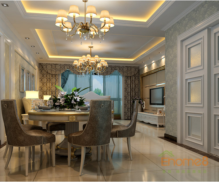 142㎡四房一廳法式風(fēng)格餐廳裝修效果圖22