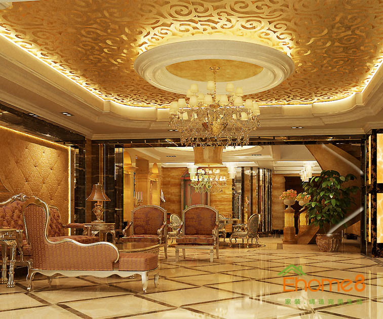 300㎡豪華別墅法式風格客廳裝修效果圖