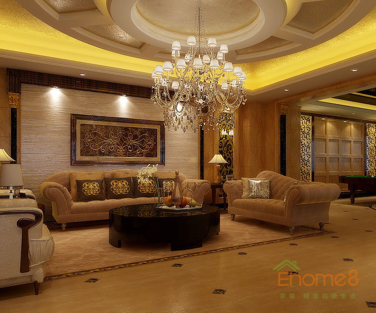 300㎡豪華別墅法式風格客廳裝修效果圖461