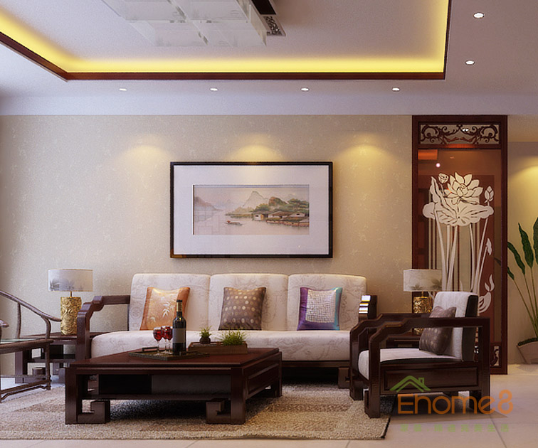 72㎡兩房一廳中式原木風(fēng)格客廳裝修效果圖555555