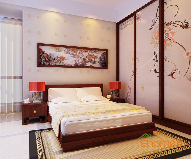 72㎡兩房一廳中式原木風(fēng)格臥室裝修效果圖55