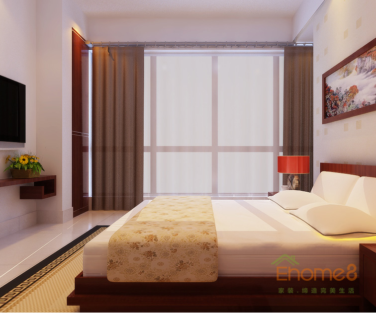 72㎡兩房一廳中式原木風(fēng)格臥室裝修效果圖555