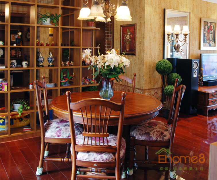 93㎡三房一廳田園風(fēng)格餐廳裝修效果圖