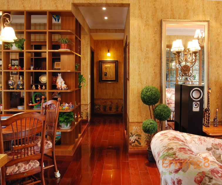 93㎡三房一廳田園風(fēng)格過道裝修效果圖