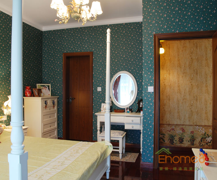 93㎡三房一廳田園風(fēng)格臥室裝修效果圖