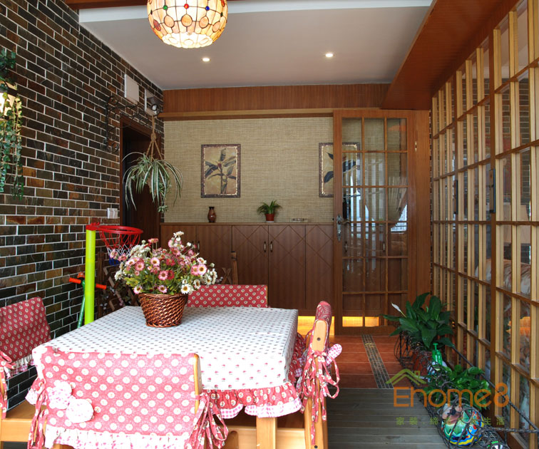 93㎡三房一廳田園風(fēng)格休閑處裝修效果圖66554