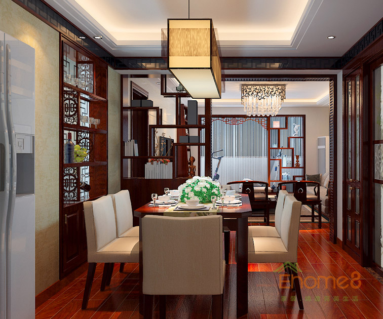 69㎡兩房一廳中式風(fēng)格餐廳裝修效果圖