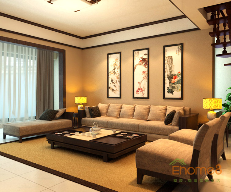 179㎡復(fù)式中式簡(jiǎn)約風(fēng)格客廳沙發(fā)背景墻裝修效果圖