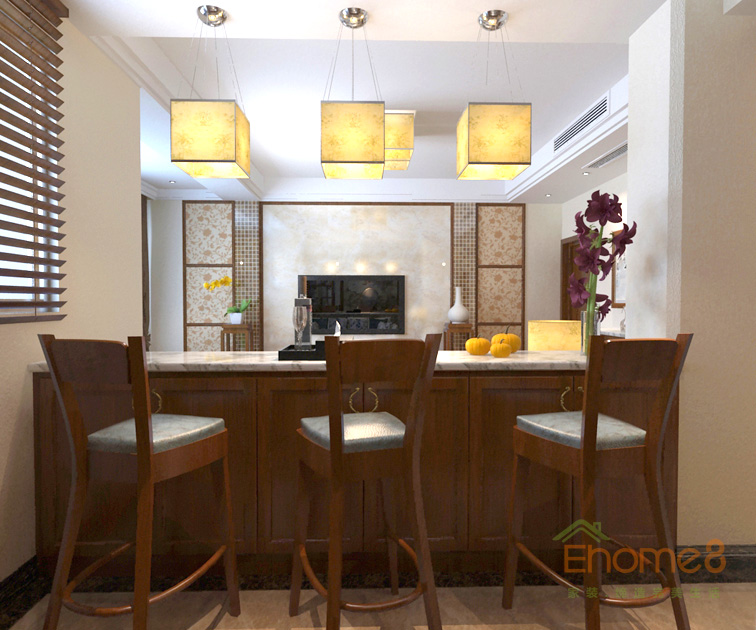 139㎡復(fù)式中式簡約風(fēng)格餐廳吧臺裝修效果圖