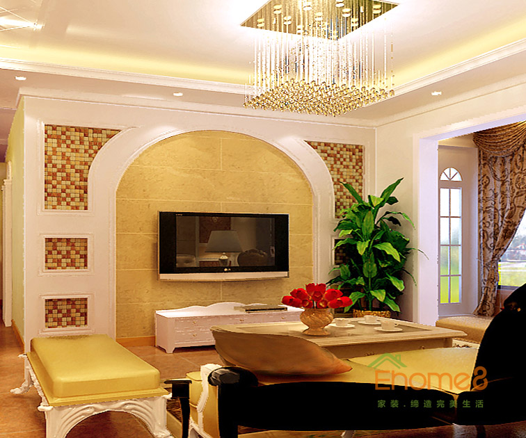 96㎡三房一廳法式風(fēng)格客廳裝修效果圖