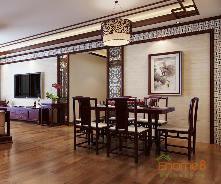 106㎡三房一廳中式風(fēng)格餐廳裝修效果圖42.jpg