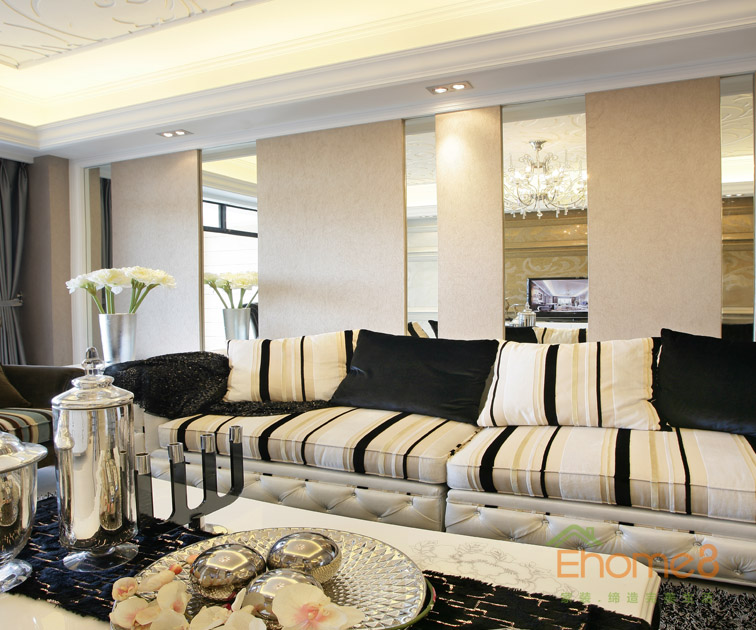 82㎡兩房一廳歐式風(fēng)格客廳沙發(fā)裝修效果圖646