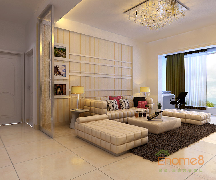 71㎡兩房一廳現(xiàn)代風(fēng)格客廳家具裝修效果圖