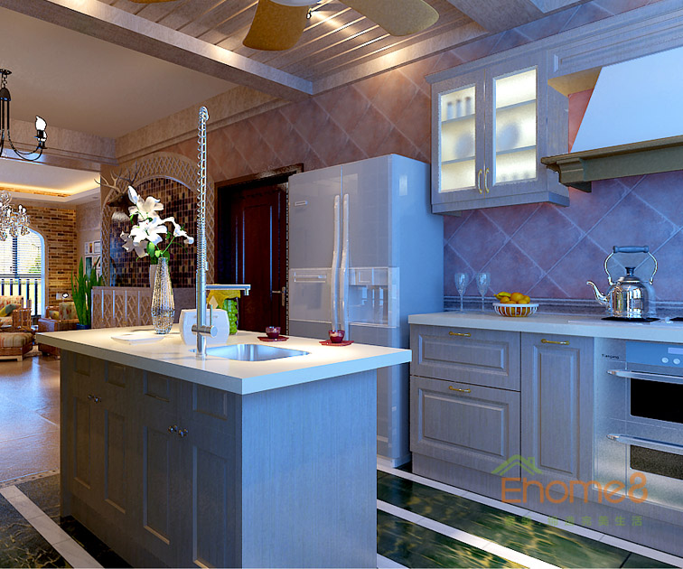 72㎡兩房一廳地中海風格廚房裝修效果圖