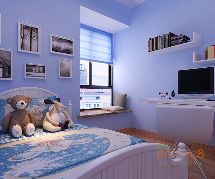 76㎡兩房一廳美式風(fēng)格兒童房裝修效果圖