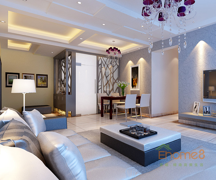 76㎡兩房一廳美式風(fēng)格客廳裝修效果圖496