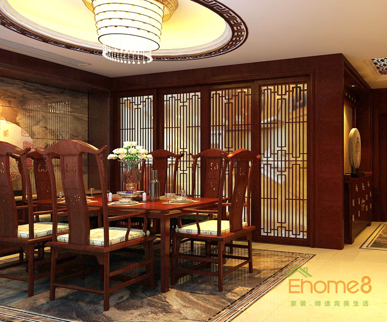 112㎡三房一廳中式原木風(fēng)格餐廳裝修效果圖.jpg