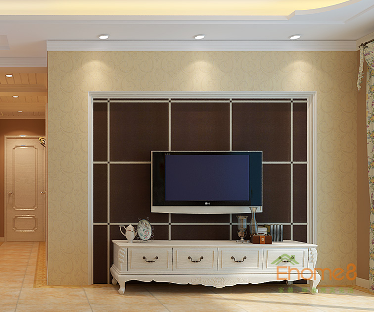 111㎡三房一廳美式風(fēng)格電視墻裝修效果圖