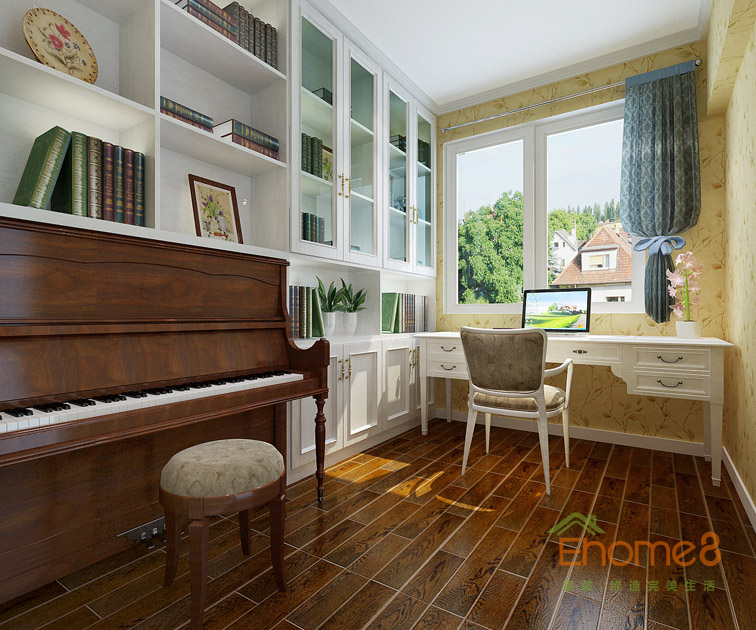 111㎡三房一廳美式風(fēng)格書房裝修效果圖