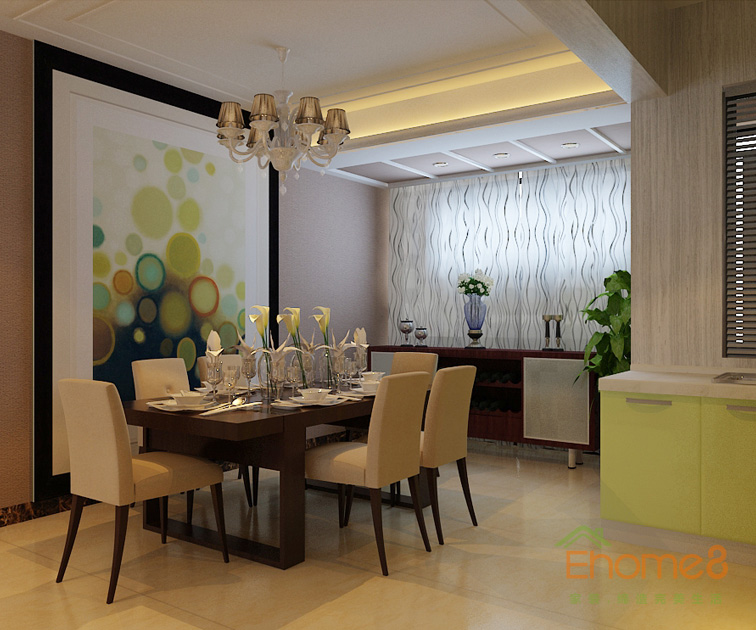 106㎡兩房一廳現(xiàn)代簡約風格餐廳裝修效果圖