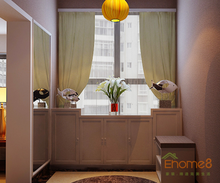 106㎡兩房一廳現(xiàn)代簡約風格入戶玄關裝修效果圖