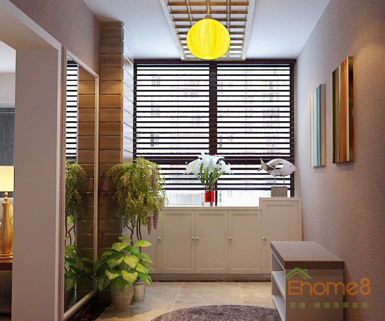 106㎡兩房一廳現(xiàn)代簡約風格入戶裝修效果圖