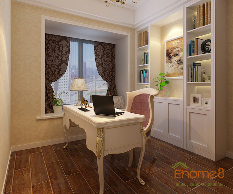 106㎡兩房一廳現(xiàn)代簡約風格書房裝修效果圖