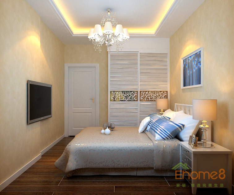 106㎡兩房一廳現(xiàn)代簡約風格臥室裝修效果圖