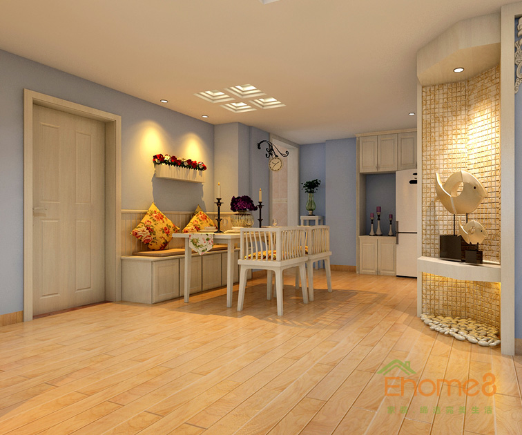 76㎡兩房一廳美式風(fēng)格餐廳裝修效果圖