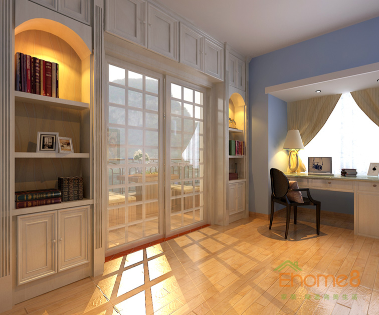 76㎡兩房一廳美式風(fēng)格書房裝修效果圖