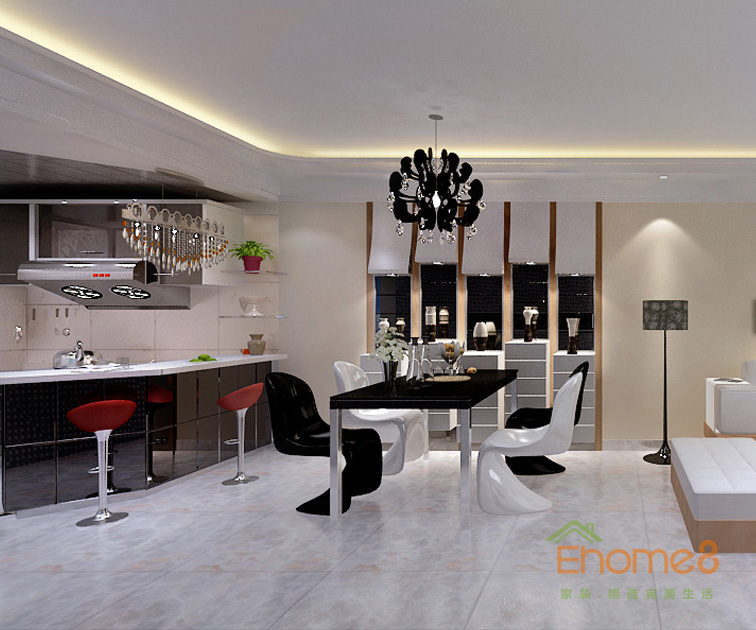 78㎡兩房一廳美式風格餐廳裝修效果圖