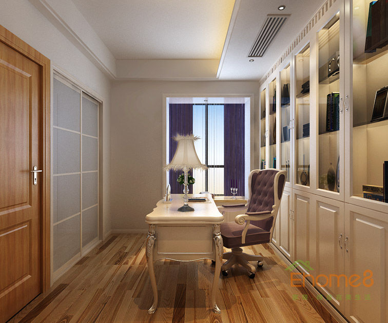 158㎡四房兩廳法式風(fēng)格書房書桌裝修效果圖.jpg