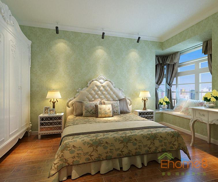 99㎡三房一廳歐式地中海風格次臥裝修效果圖