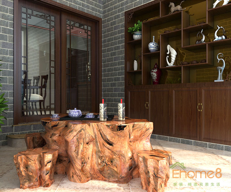 75㎡兩房一廳中式風(fēng)格休閑處裝修效果圖