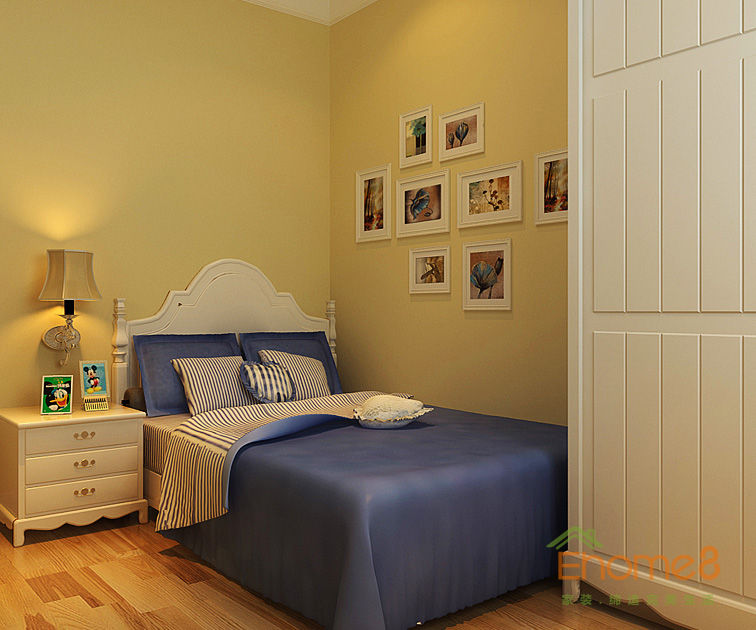 95㎡三房一廳美式風(fēng)格兒童房掛畫裝修效果圖