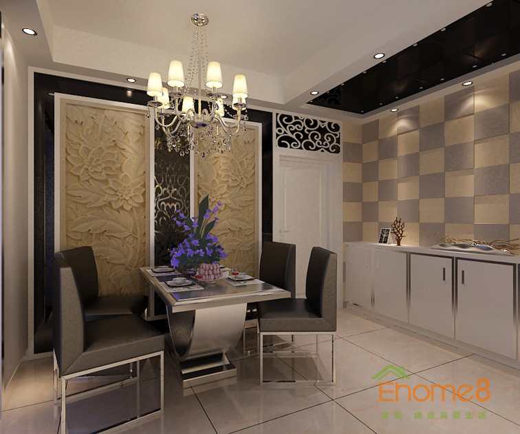 72㎡兩房一廳法式風(fēng)格餐廳裝修效果圖