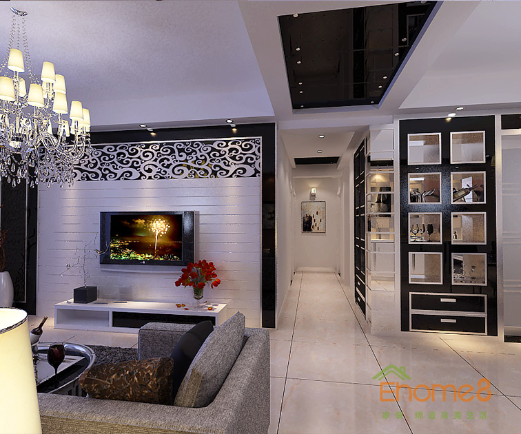 72㎡兩房一廳法式風(fēng)格客廳過(guò)道裝修效果圖61