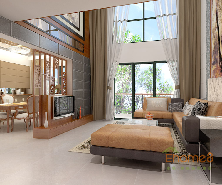 172㎡躍層法式風格客廳裝修效果圖