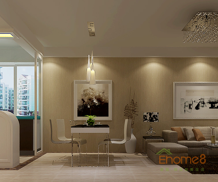 95㎡三房一廳法式風(fēng)格餐廳壁畫裝修效果圖