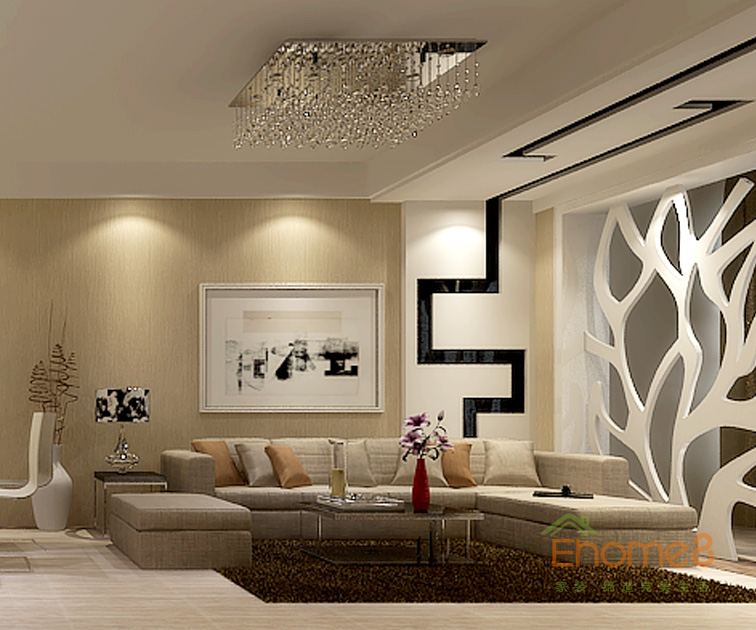 95㎡三房一廳法式風(fēng)格客廳背景墻裝修效果圖