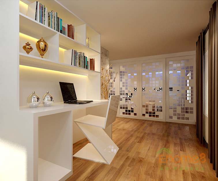 95㎡三房一廳法式風(fēng)格書房裝修效果圖