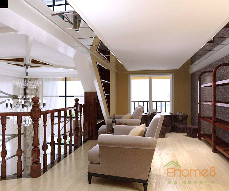 175㎡躍層法式風(fēng)格二樓休閑處裝修效果圖