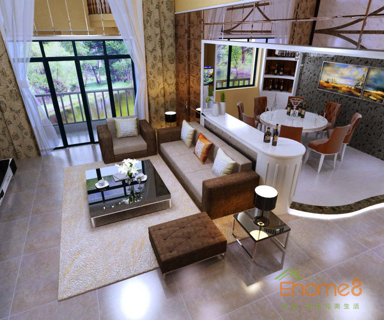 175㎡躍層法式風(fēng)格一樓裝修效果圖