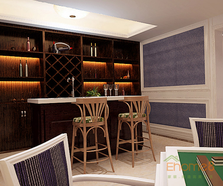 165㎡躍層歐式風(fēng)格吧臺裝修效果圖