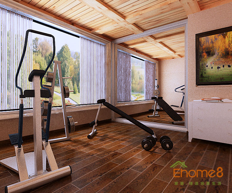 165㎡躍層歐式風(fēng)格健身房裝修效果圖