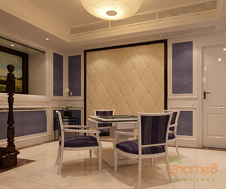 165㎡躍層歐式風(fēng)格麻將室裝修效果圖